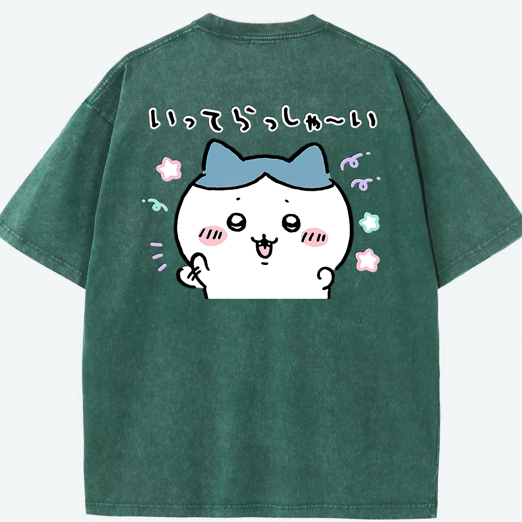 （画像用） ちいかわ ハチワレ Chii-kawa hachiware 綿100% ヴィンテージ風 半袖Tシャツ（背面プリント）